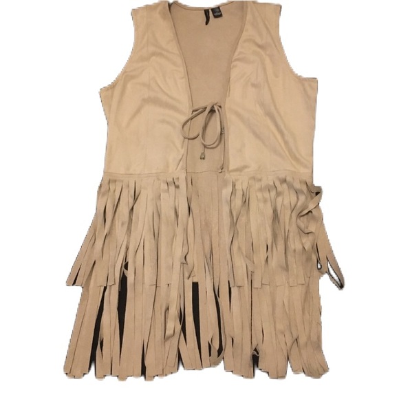 new directions Jackets & Blazers - New Directions Tan Fringe Vest